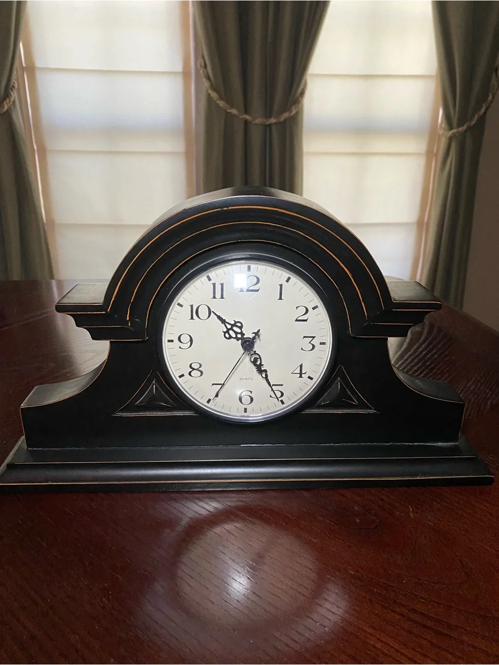 Classic Black Mantel Quartz Clock Unbranded 15x8.5 battery operated